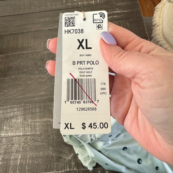 ADIDAS NWT Boys Ultimate365 print Golf Polo In Linen Green Size XL - Picture 5 of 6